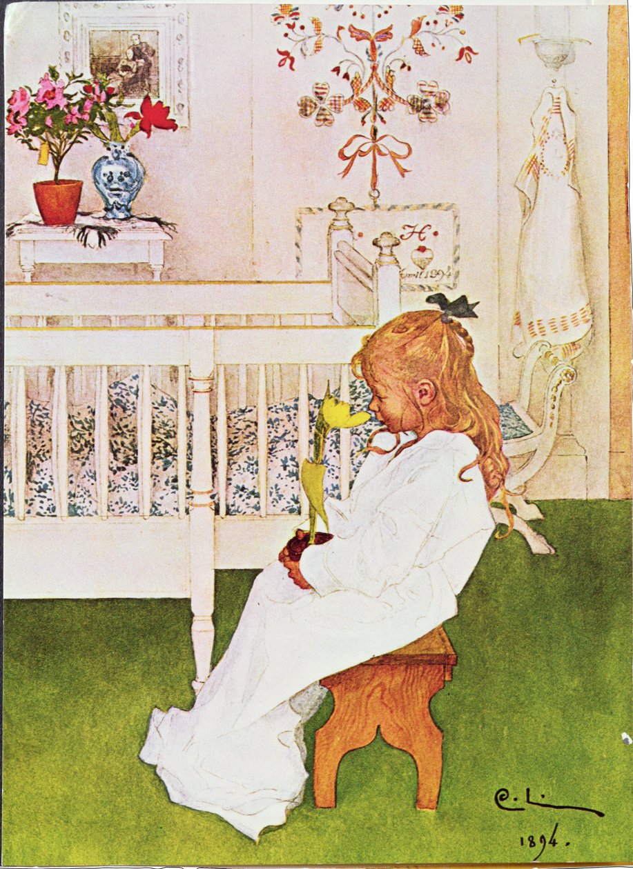 Lisbeth com uma tulipa amarela de Carl Larsson