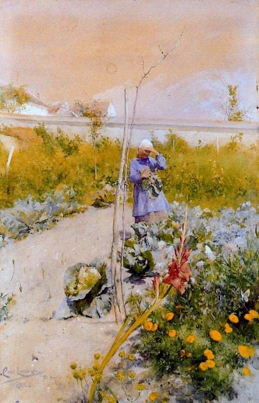 Homem no jardim de Carl Larsson