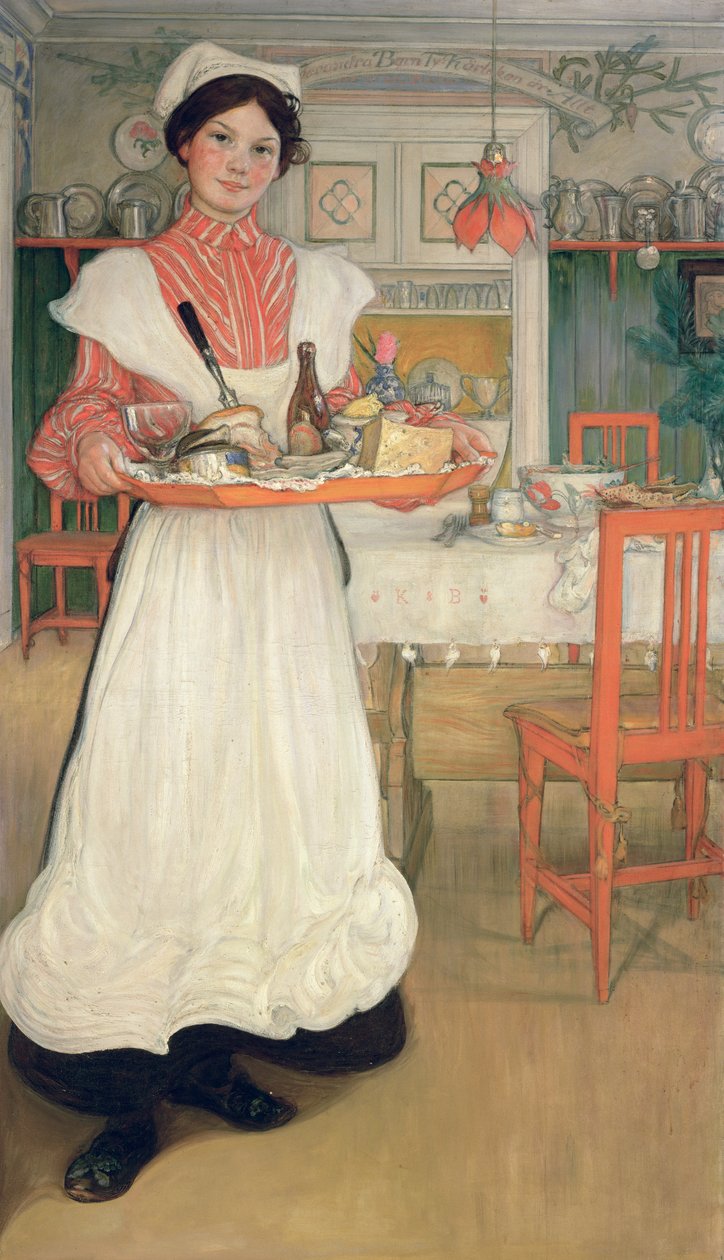 Martina levando café da manhã em uma bandeja, 1904 de Carl Larsson