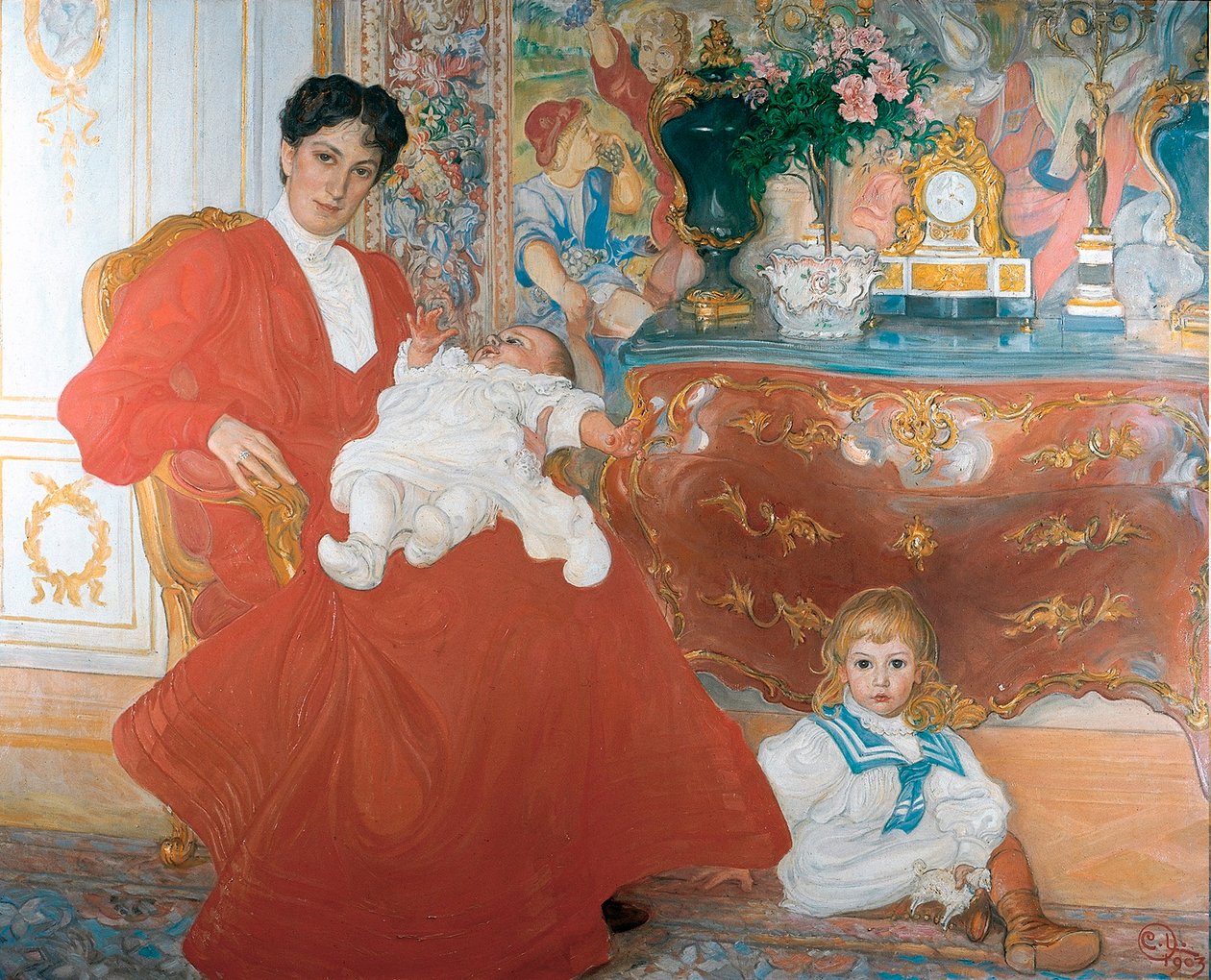 Mrs Dora Lamm e seus dois filhos mais velhos de Carl Larsson