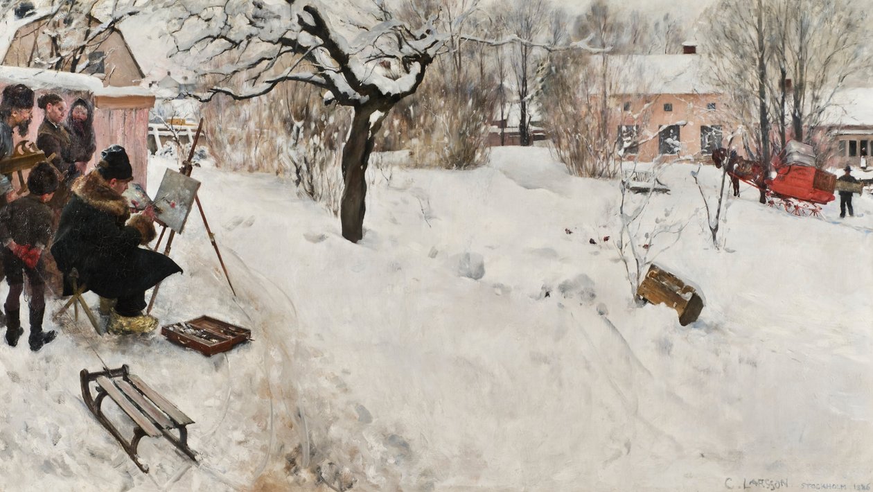 Pintor ao ar livre. Inverno-Motivo de Åsögatan 145, Stockholm de Carl Larsson