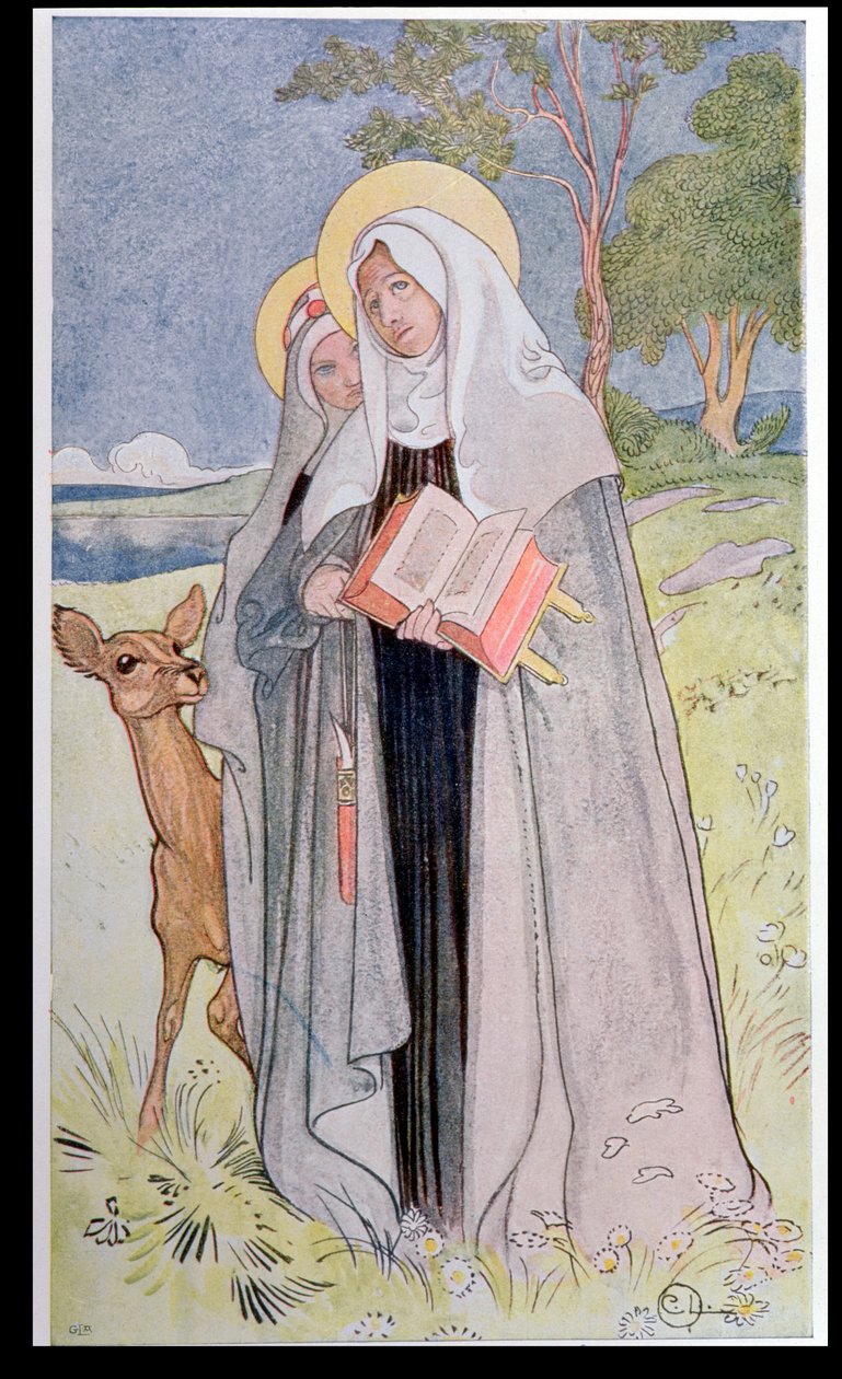 St. Bridget da Suécia (c.1302-73) ilustração de um livro sobre mulheres famosas da Suécia, 1900 de Carl Larsson