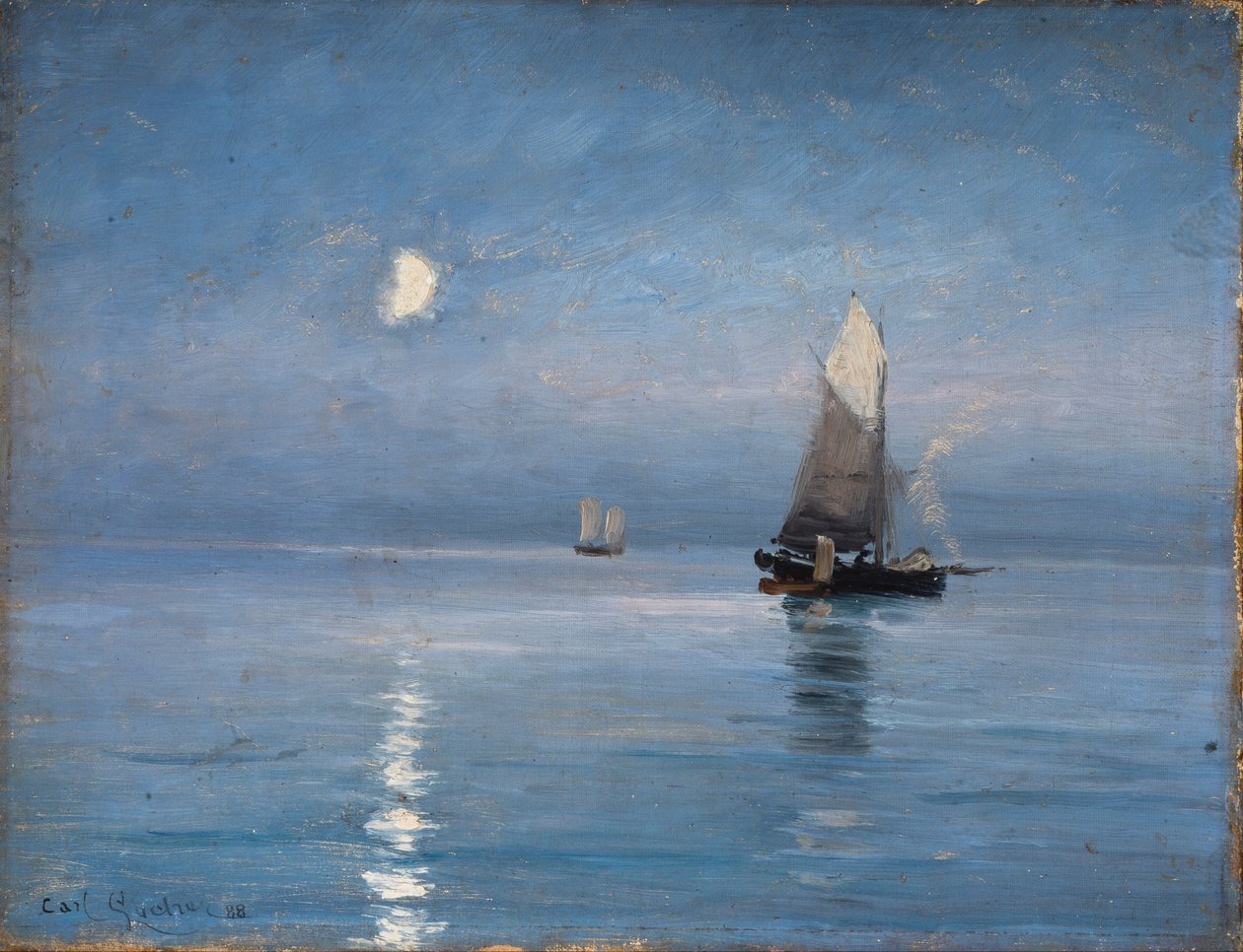Cortadores de pesca na noite de luar de Carl Ludvig Locher