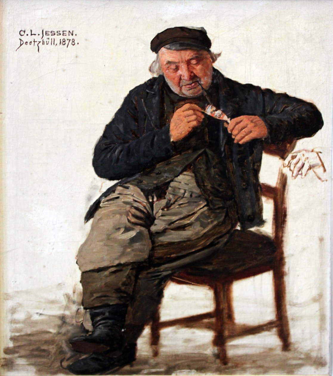 Retrato, estudo, de, um, homem, com, um, cano de Carl Ludwig Jessen