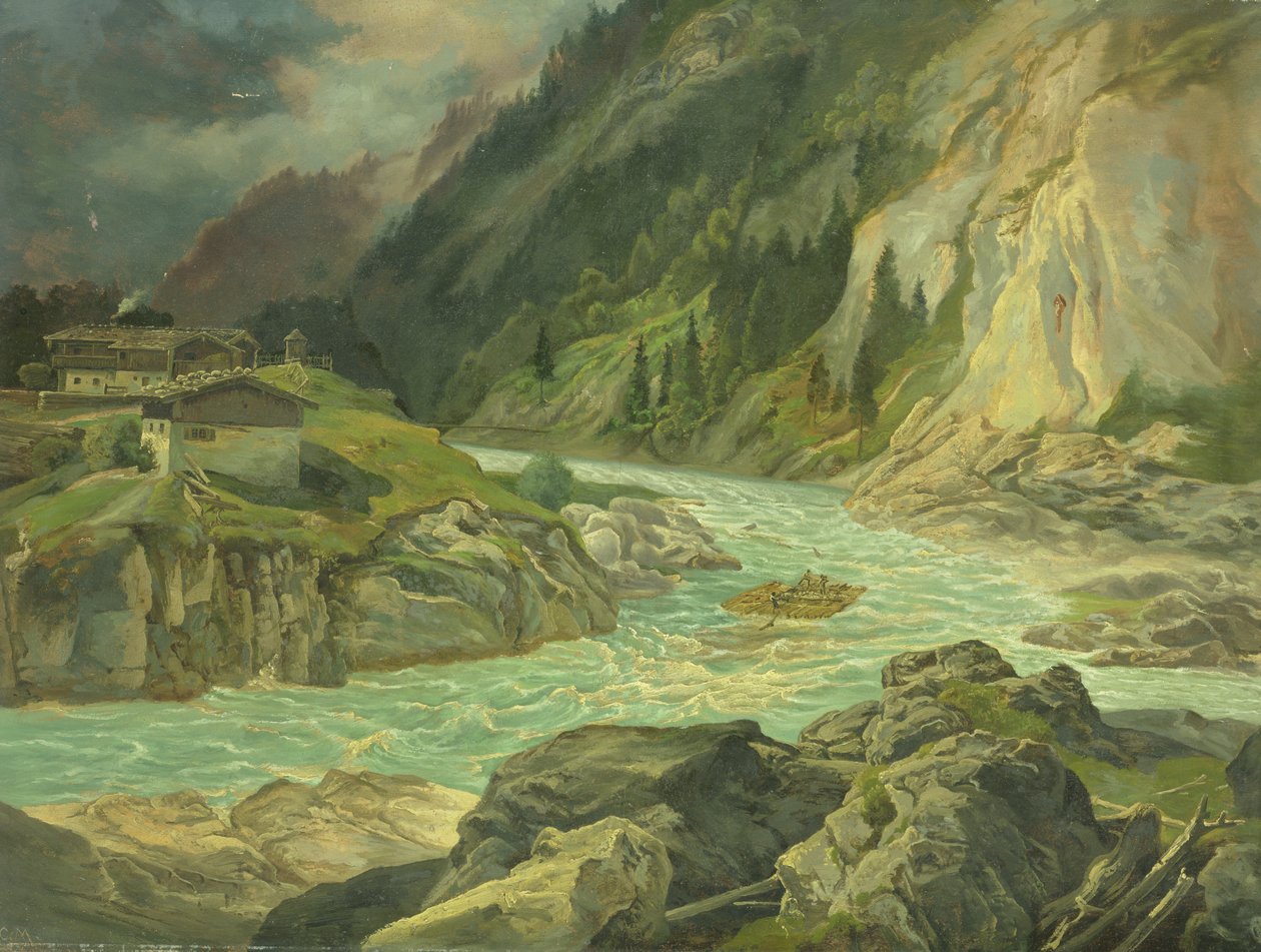 Corredeiras no rio Isar, 1830 de Carl Morgenstern