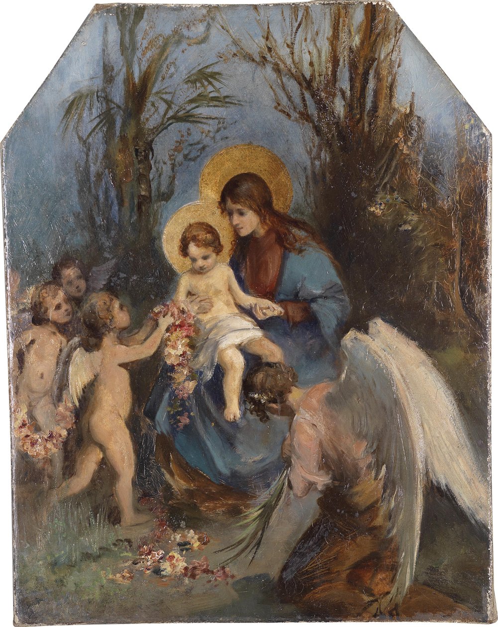 Uma grinalda de flores para o menino Jesus de Carl Rahl