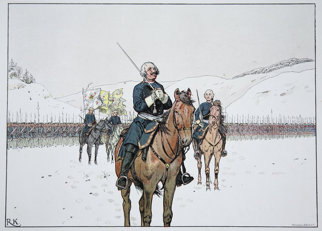 Oração do antigo Dessauer da Batalha de Kesselsdorf, 15 de dezembro de 1745 de Carl Röchling