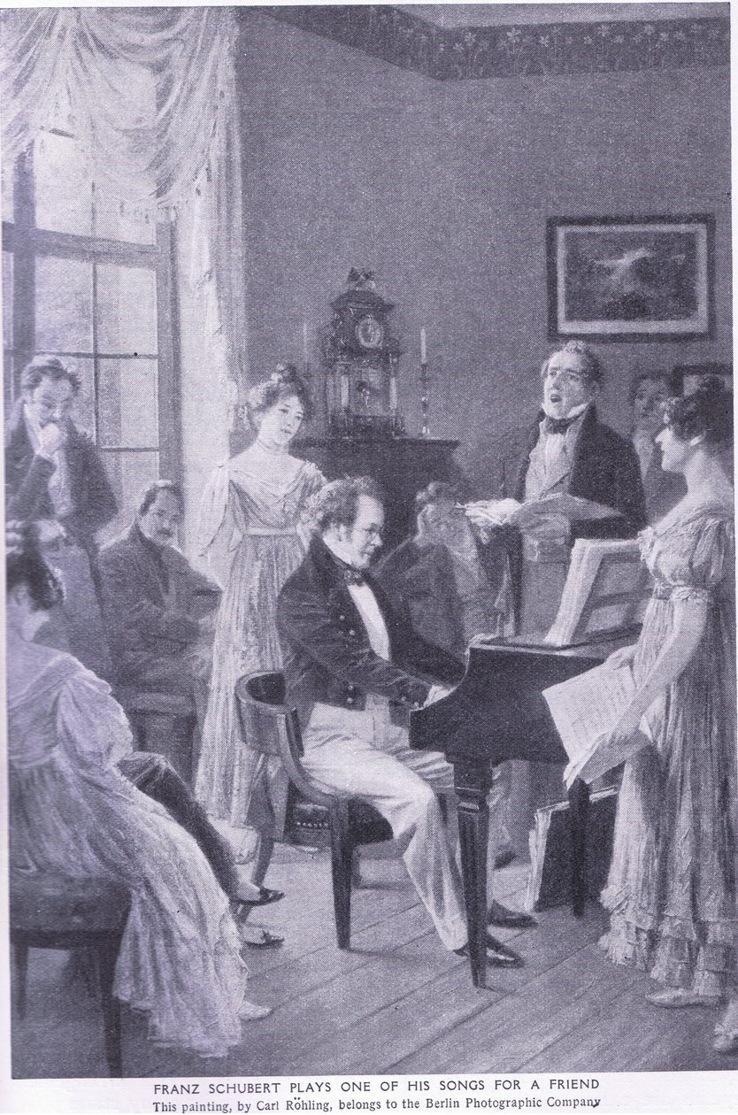 Schubert toca uma música para um amigo de Carl Rohling