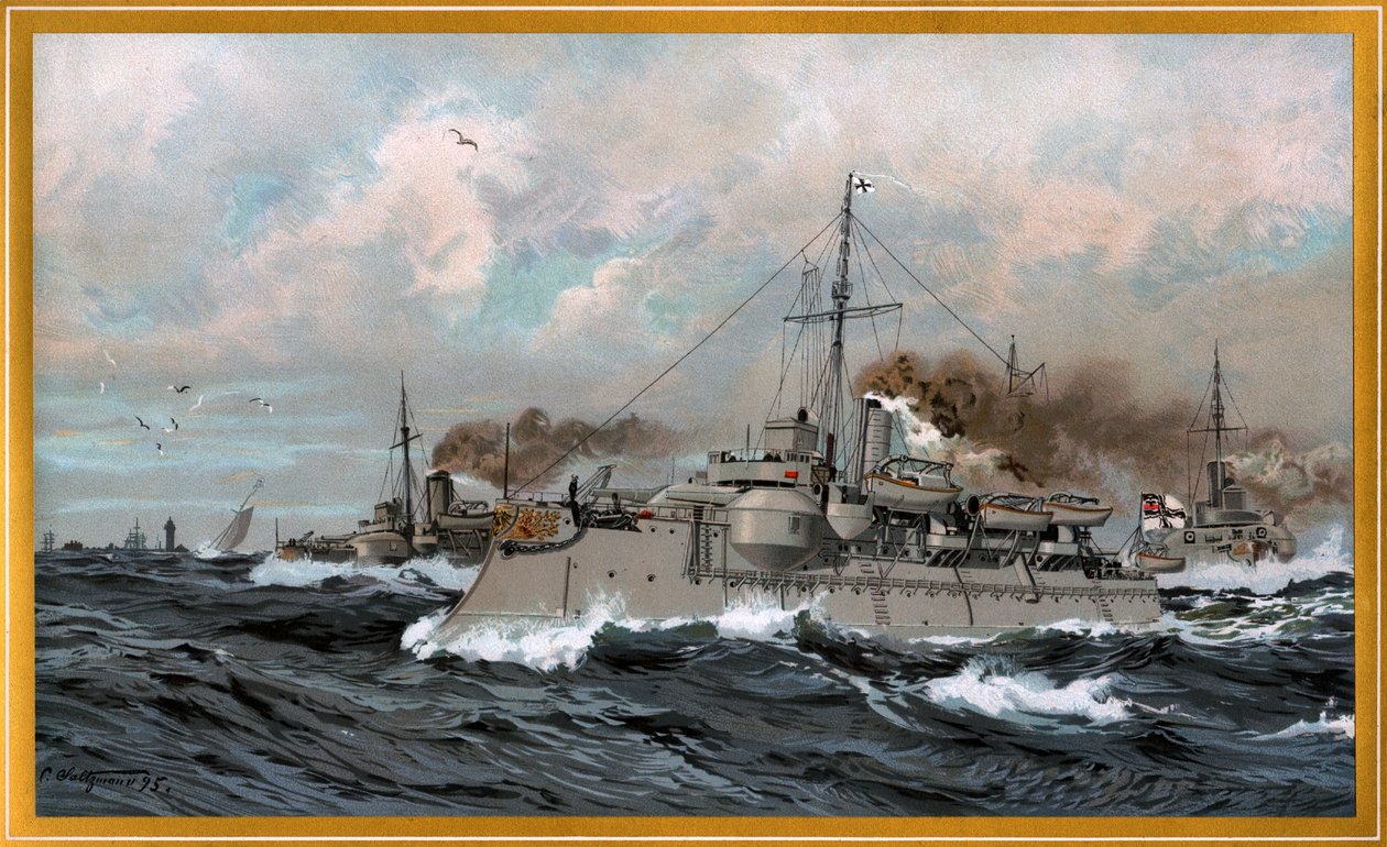 Marinha imperial HEIMDALL e SIEGFRIED no estuário do rio Elba de Carl Saltzmann
