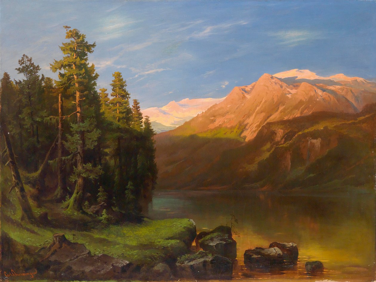 Grande paisagem à noite vermelho de Carl Schweninger sen.