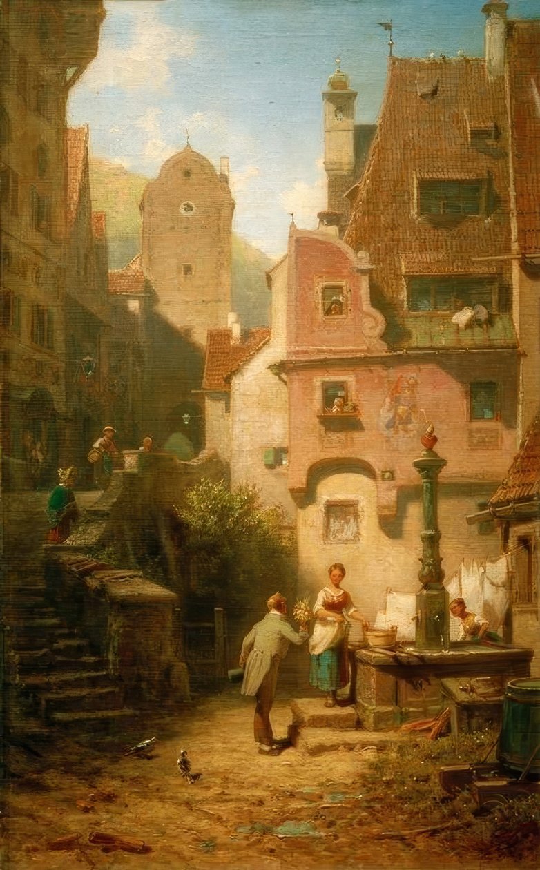 Parabéns apresenta buquê floral (O Casamento Eterno) de Carl Spitzweg