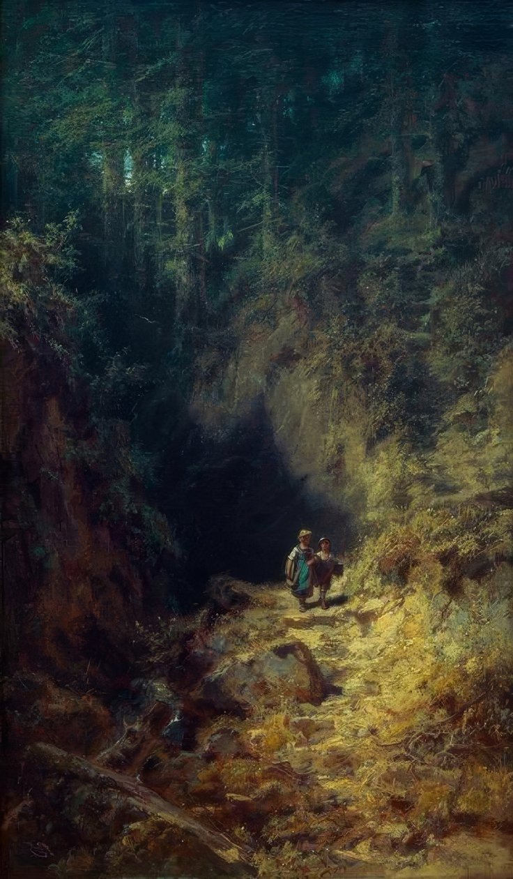 Crianças em idade escolar na floresta de Carl Spitzweg
