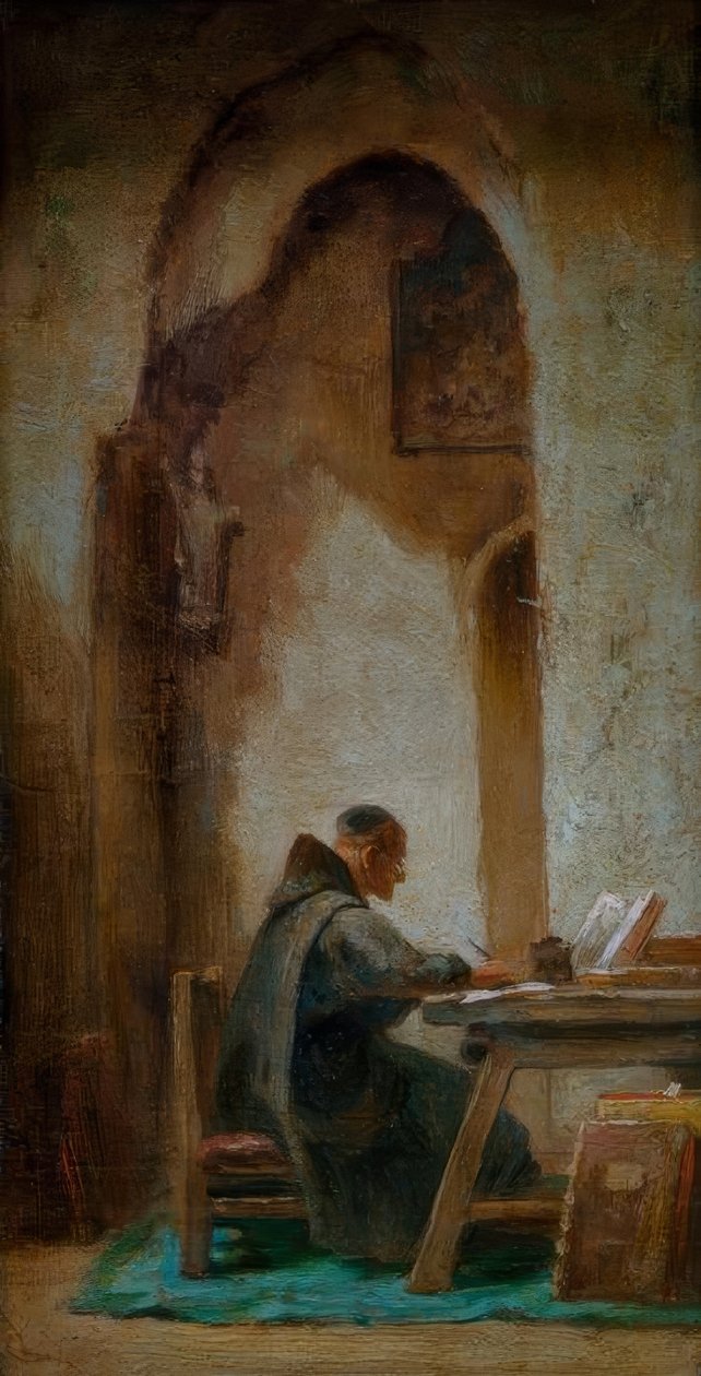 Estudando o monge de Carl Spitzweg