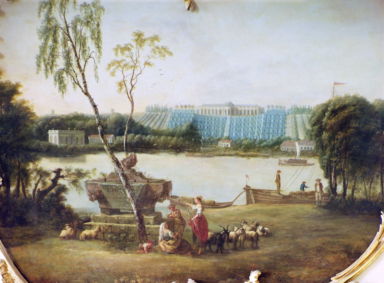Construção dos terraços do Schloss Sanssouci, 1747 de Carl Sylva Dubois