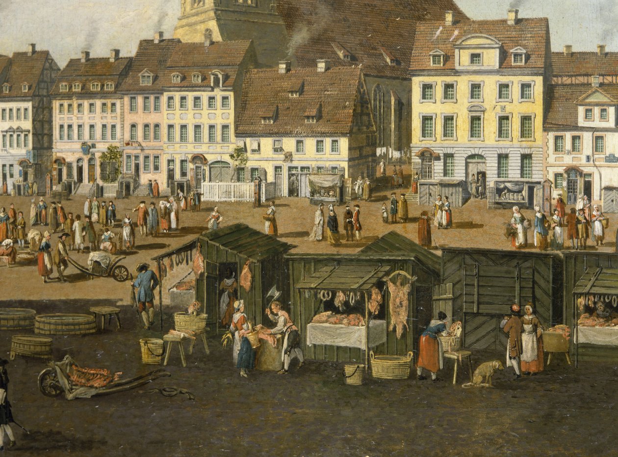 O Novo Mercado em Berlim com a Marienkirche c.1770 de Carl Traugott Fechhelm