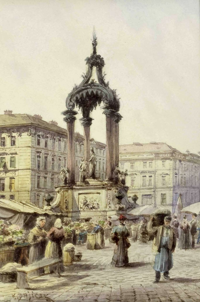 Agitação e agitação no Hohe Markt em Viena de Carl Wenzel Zajicek