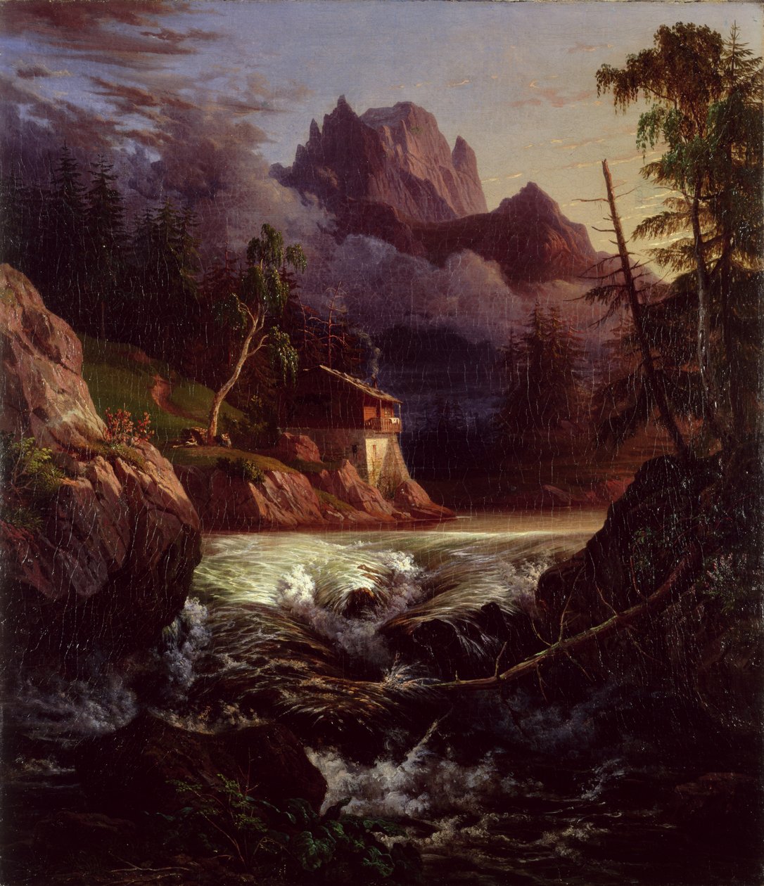 Moinho na região de Liebethal, 1820 de Carl Wilhelm Goetzloff