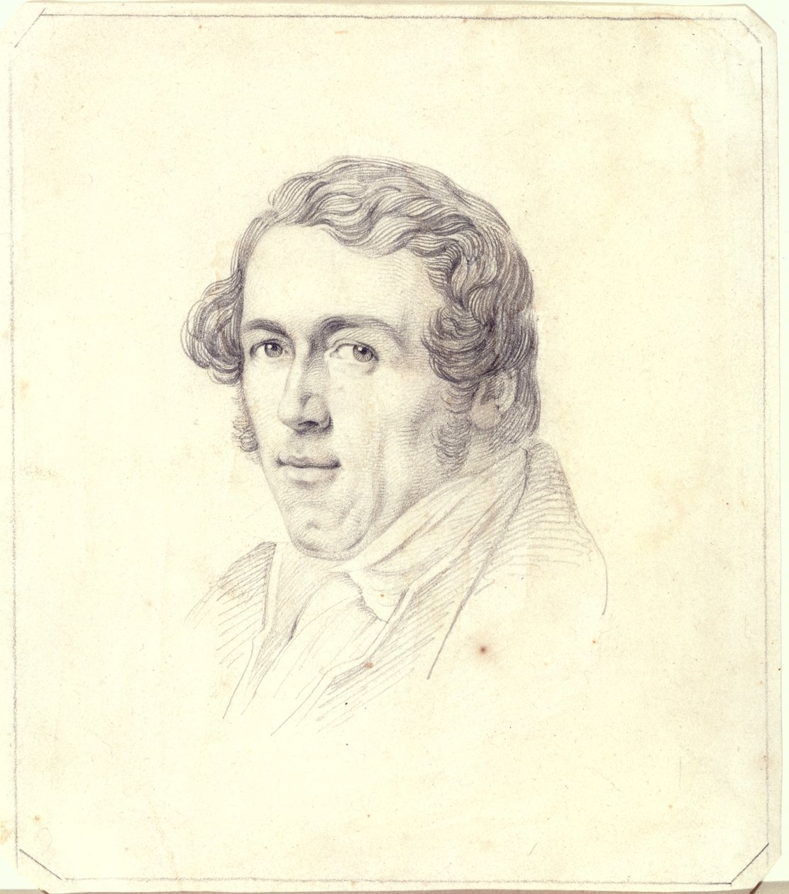 Auto-retrato, c.1825 (lápis em papel amarelo) de Carl Wilhelm Goetzloff
