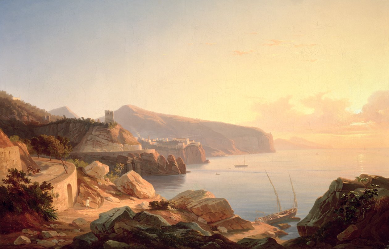 O Golfo de Sorrento, perto de Vico, c.1855 de Carl Wilhelm Goetzloff