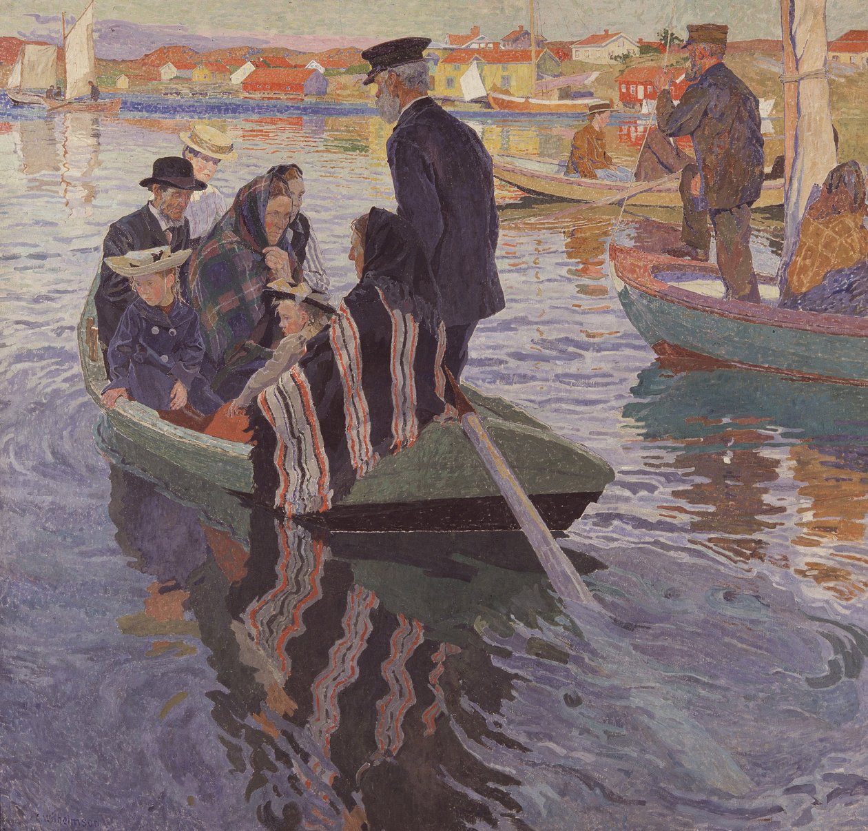 Igreja-frequentadores em um barco de Carl Wilhelm Wilhelmson