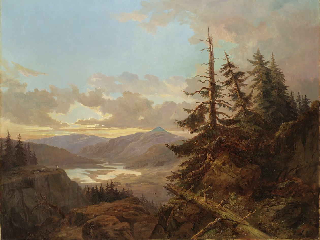 Paisagem norueguesa à luz do amanhecer, 1863 de Carl XV or Karl Ludvig Eugene
