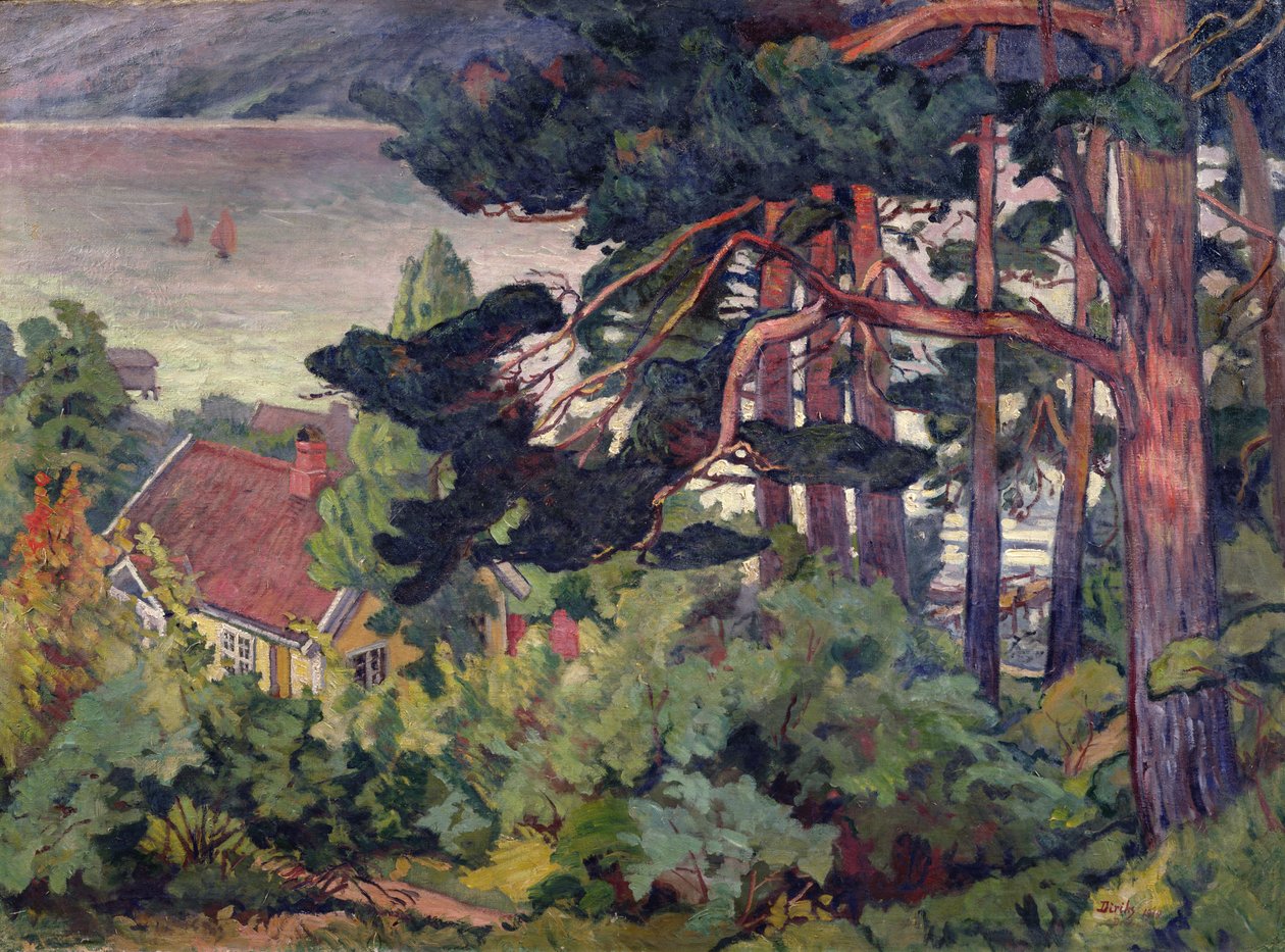 Outono pelo fiorde Kristiana de Carl Edvard Diriks