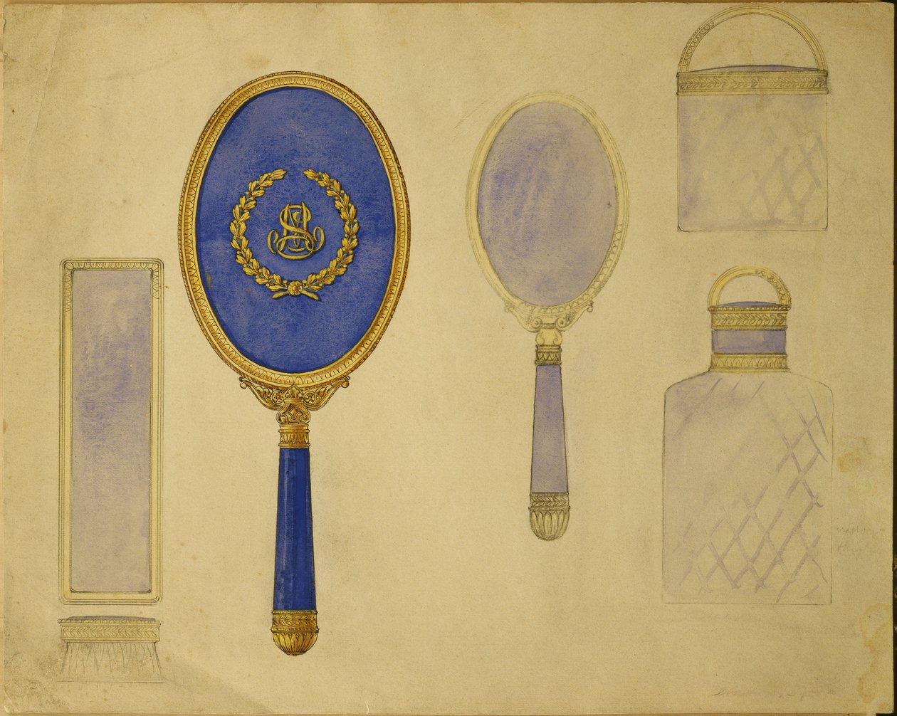 Seleção de designs, House of Carl Faberge (lápis, caneta e tinta e aquarela no cartão) de Carl Fabergé