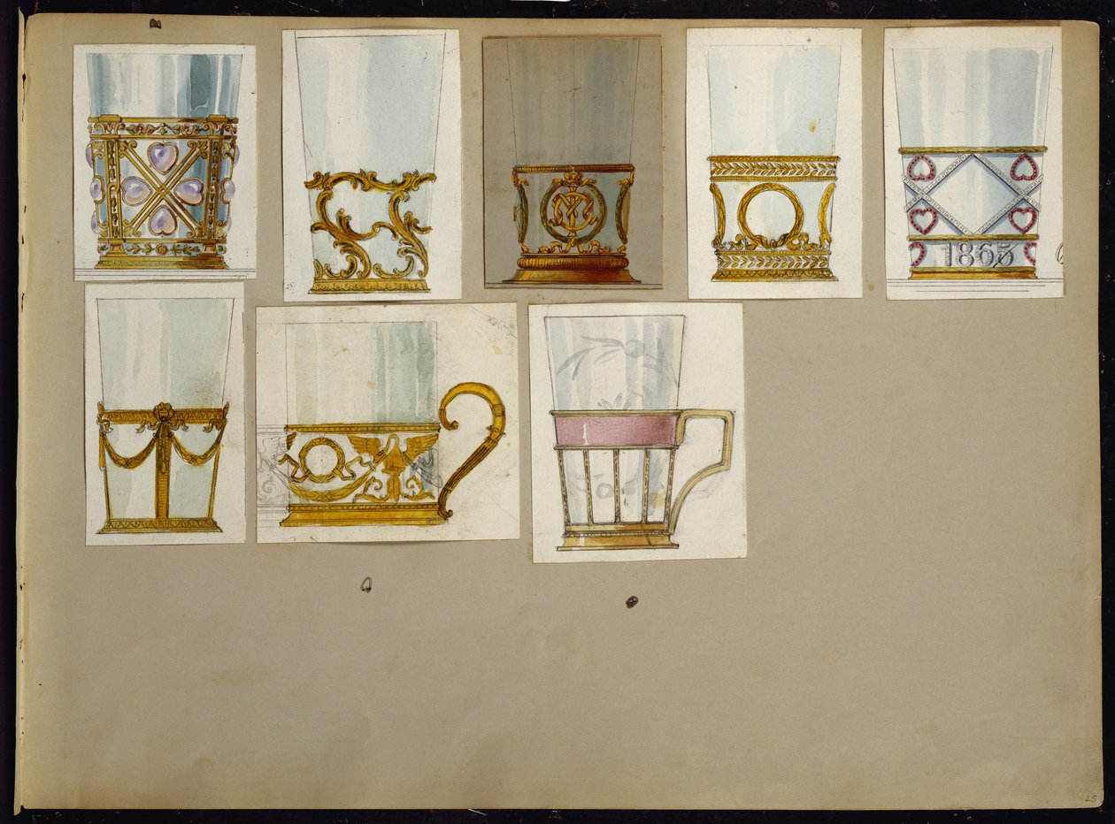 Seleção de designs, House of Carl Faberge (lápis e aquarela sobre papel) de Carl Fabergé