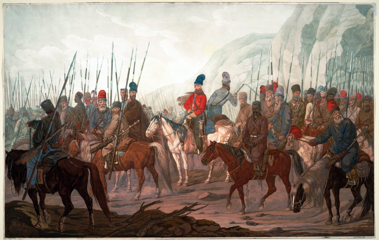 Marcha dos Cossacos Urais através da Boémia de Carl Adolph Heinrich Hess