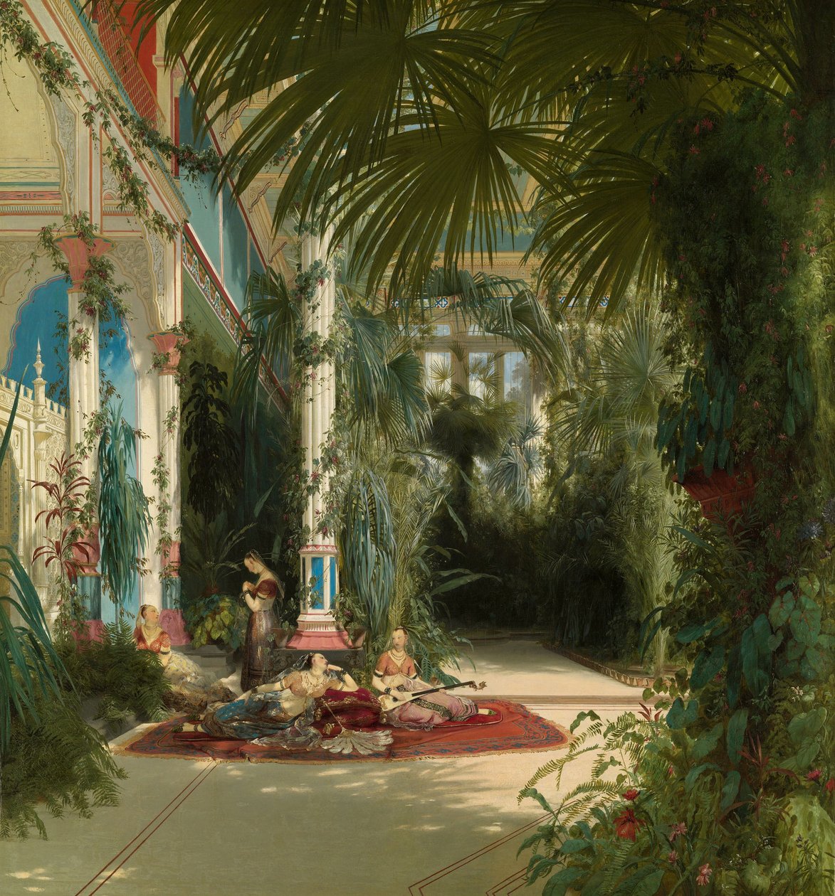 Alemão: Das Innere des Palmenhauses auf der Pfaueninsel bei Potsdam O interior da casa das palmeiras no Pfaueninsel perto de Potsdam de Carl Blechen