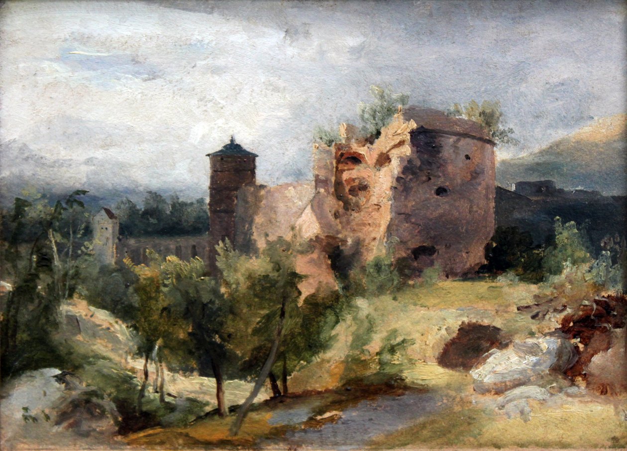 Alemão: Der zersprengte Turm des Heidelberger Schlosses A Torre Despedaçada do Castelo de Heidelberg de Carl Blechen