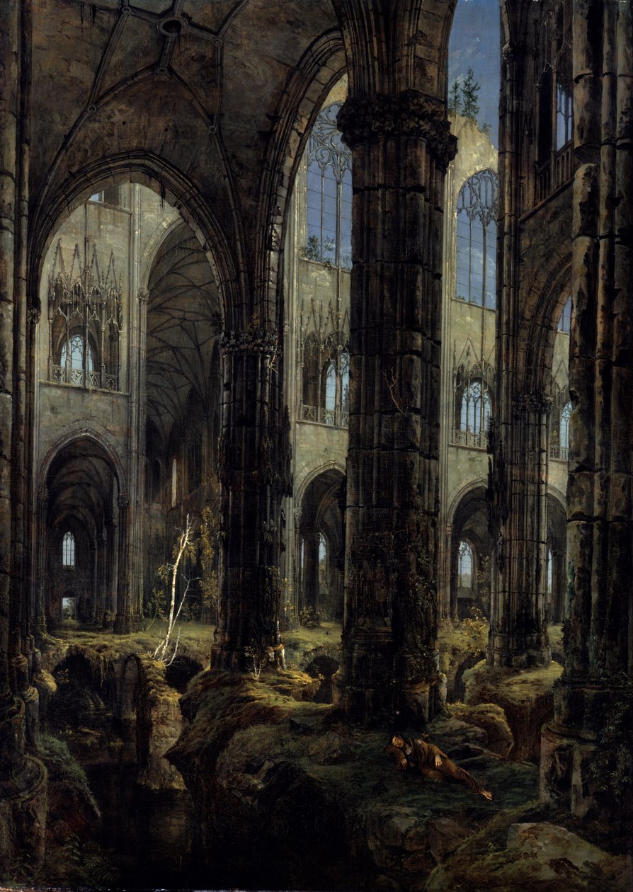 Ruínas da igreja gótica, 1826 de Carl Blechen