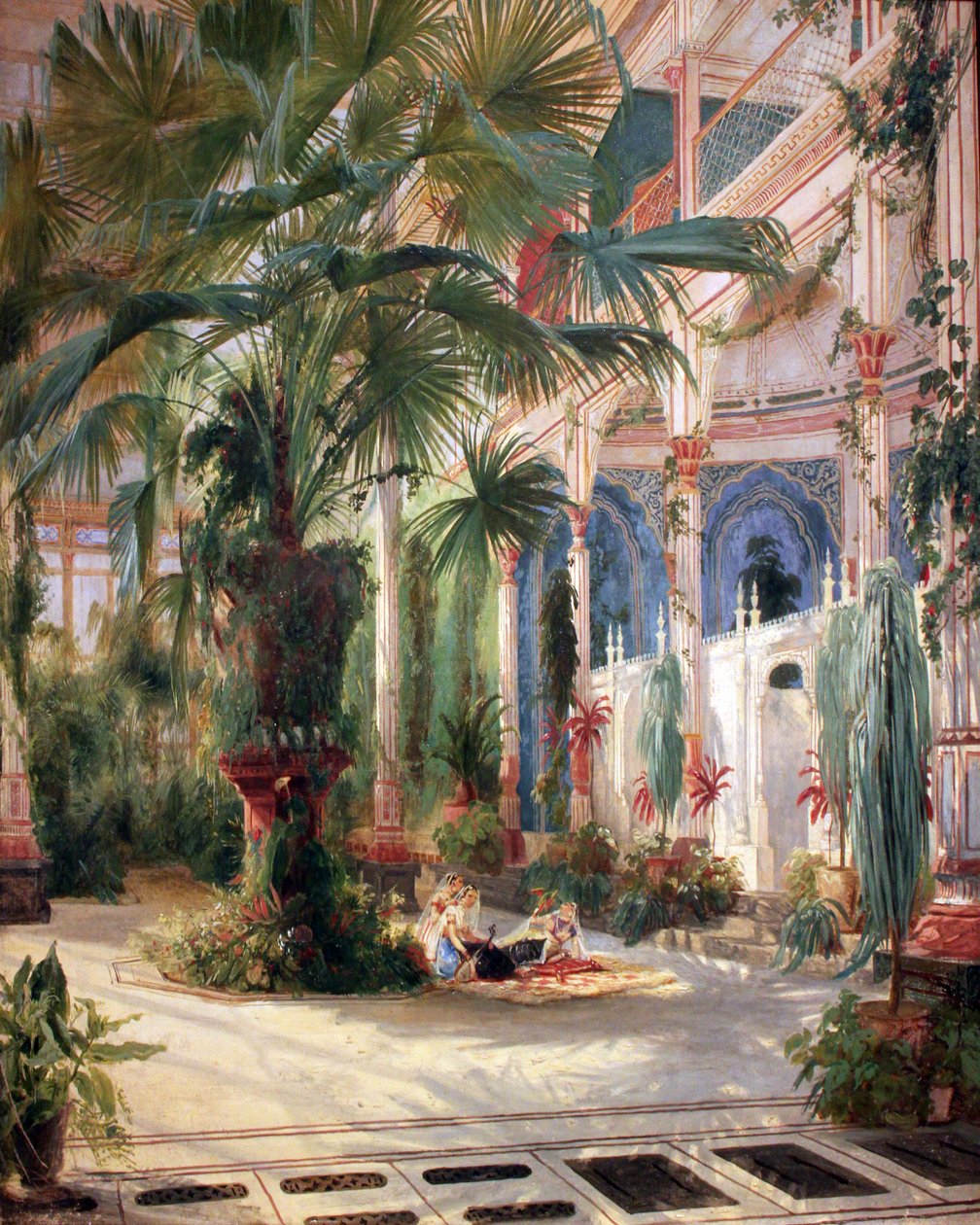 Interior da Casa das Palmeiras no Pfaueninsel perto de Potsdam de Carl Blechen