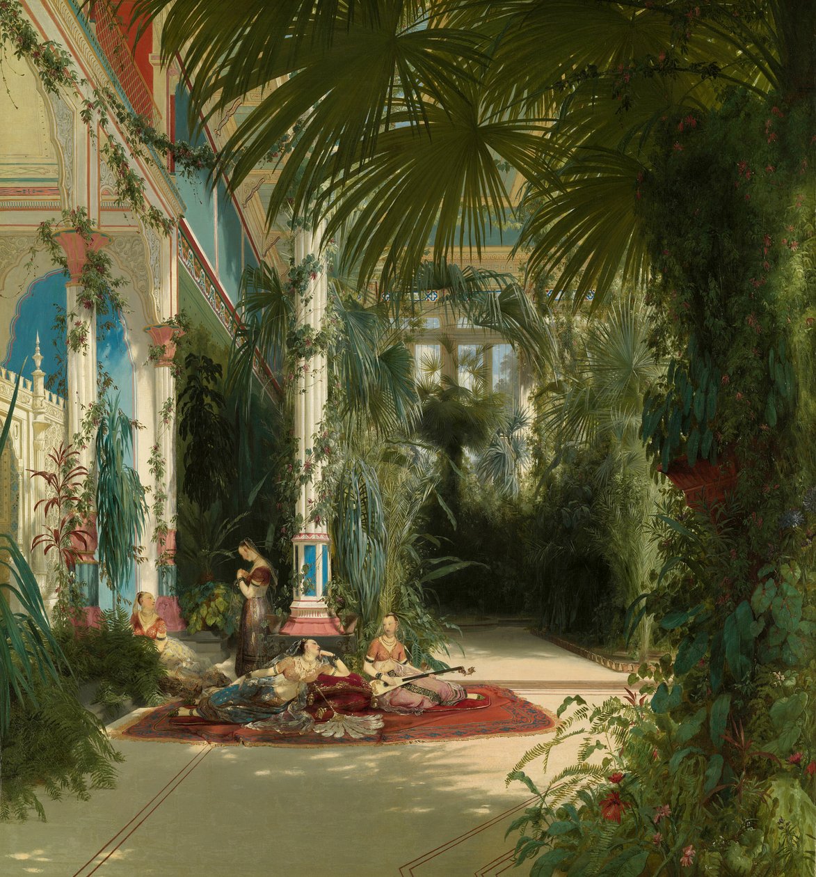 O interior da Palm House no Pfaueninsel perto de Potsdam de Carl Blechen