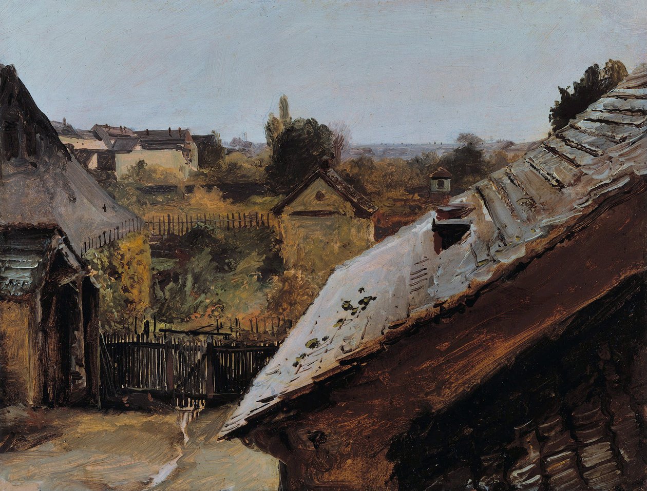 Vista de telhados e jardins, 1835 de Carl Blechen
