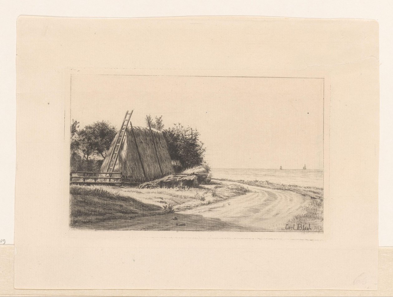 Palheiro na estrada rural de Carl Bloch