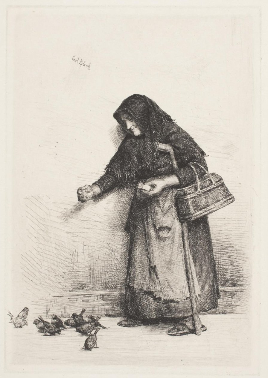 A mulher com os pardais de Carl Bloch