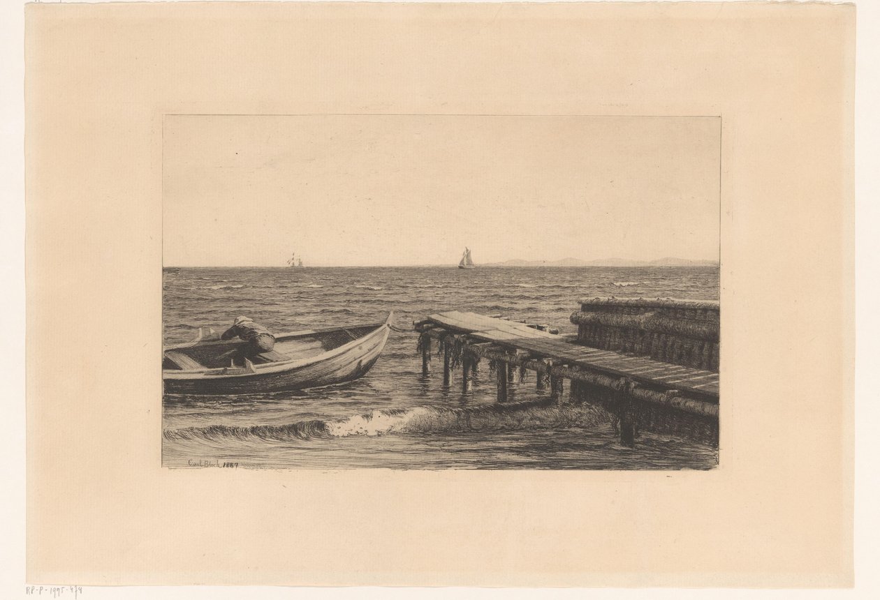 Barco a remos no molhe de Carl Bloch