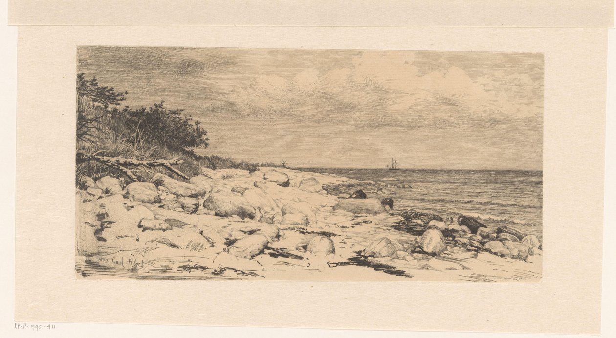 Praia com seixos, junto ao mar de Carl Bloch