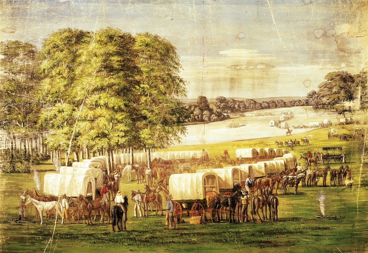 Pioneiros a atravessar as planícies do Nebraska de Carl Christian Anton Christensen