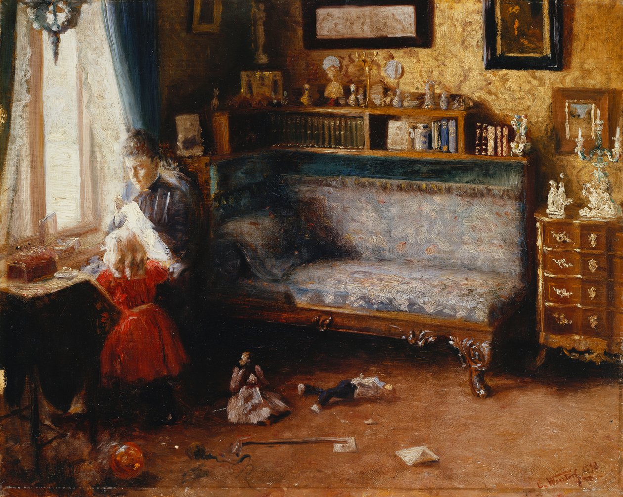Mãe ajudando, 1892 de Carl Christian Ferdinand Wentorf