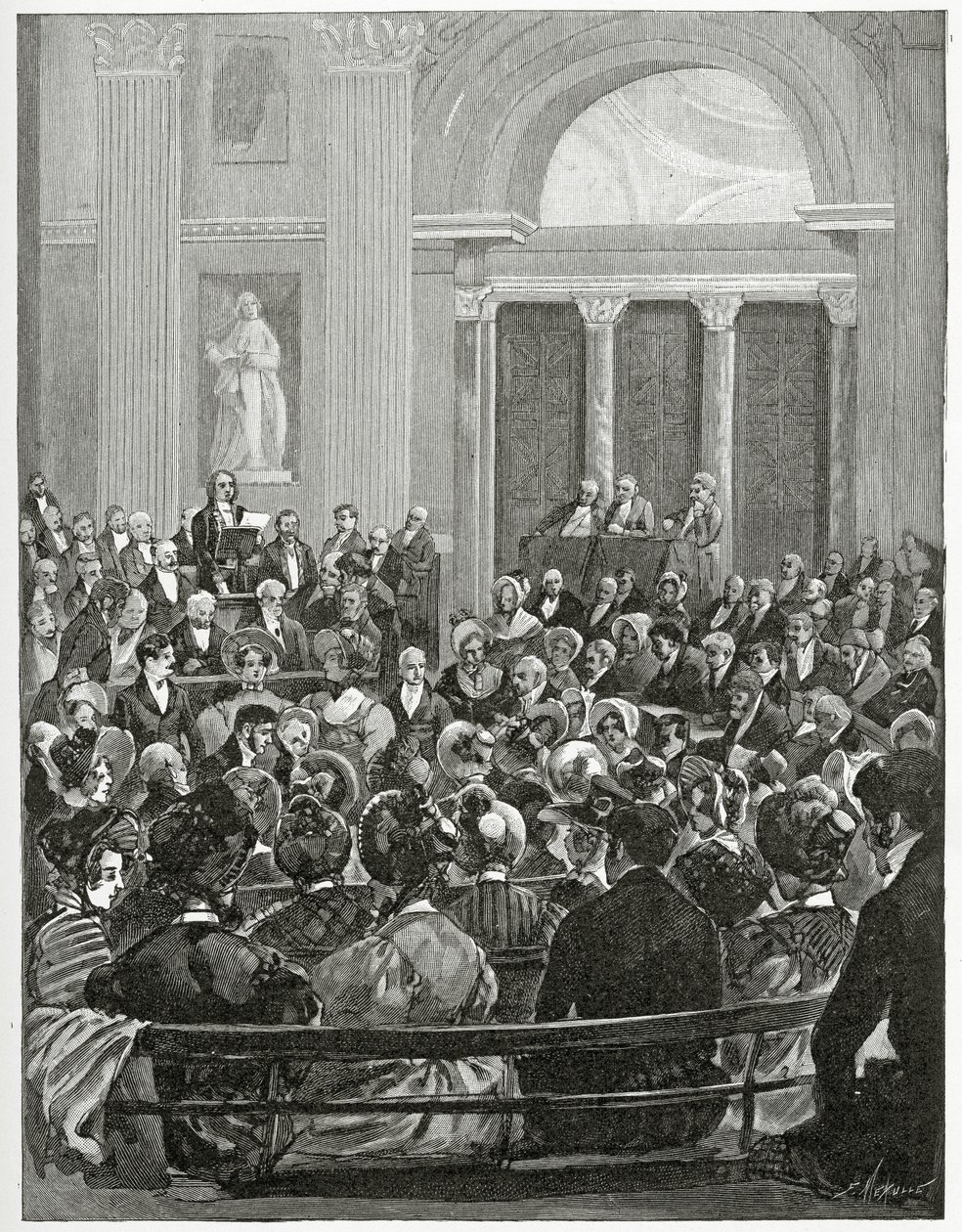 Discurso de recepção de Victor Hugo, do século XIX (gravura bw) de Carl Christian Vogel von Vogelstein