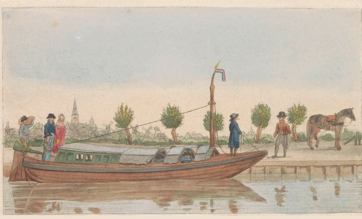 Trekschuit, 1824
Een hollandsche trek de Jaagschuit / Um barco de tracção, utilizado para o transporte de passageiros e mercadorias na Holanda (título sobre o objecto) de Carl Cristiaan Fuchs