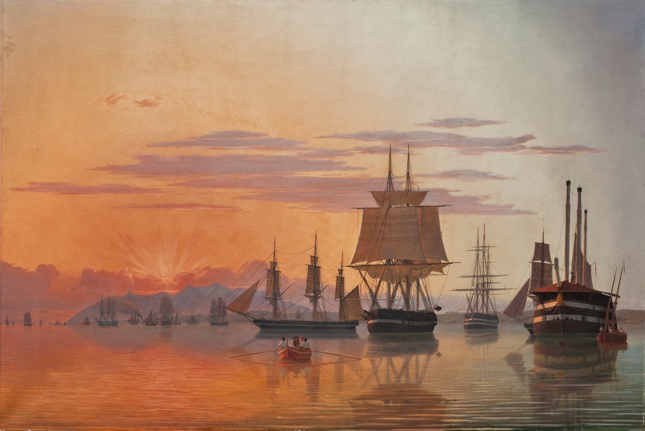 A fragata Thetis e a corveta Flora no rio Tejo, 1844. de Carl Dahl