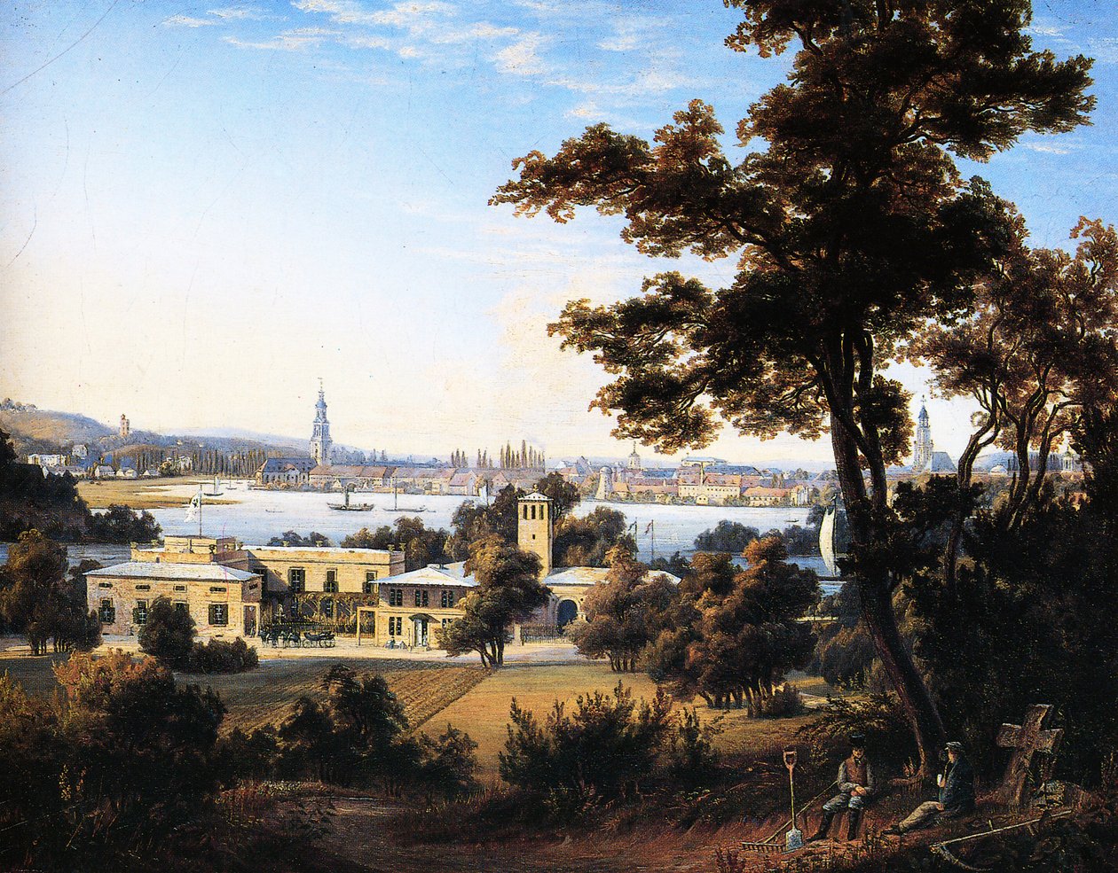 A silhueta da cidade de Potsdam sobre Glienicke de Carl Daniel Freydanck
