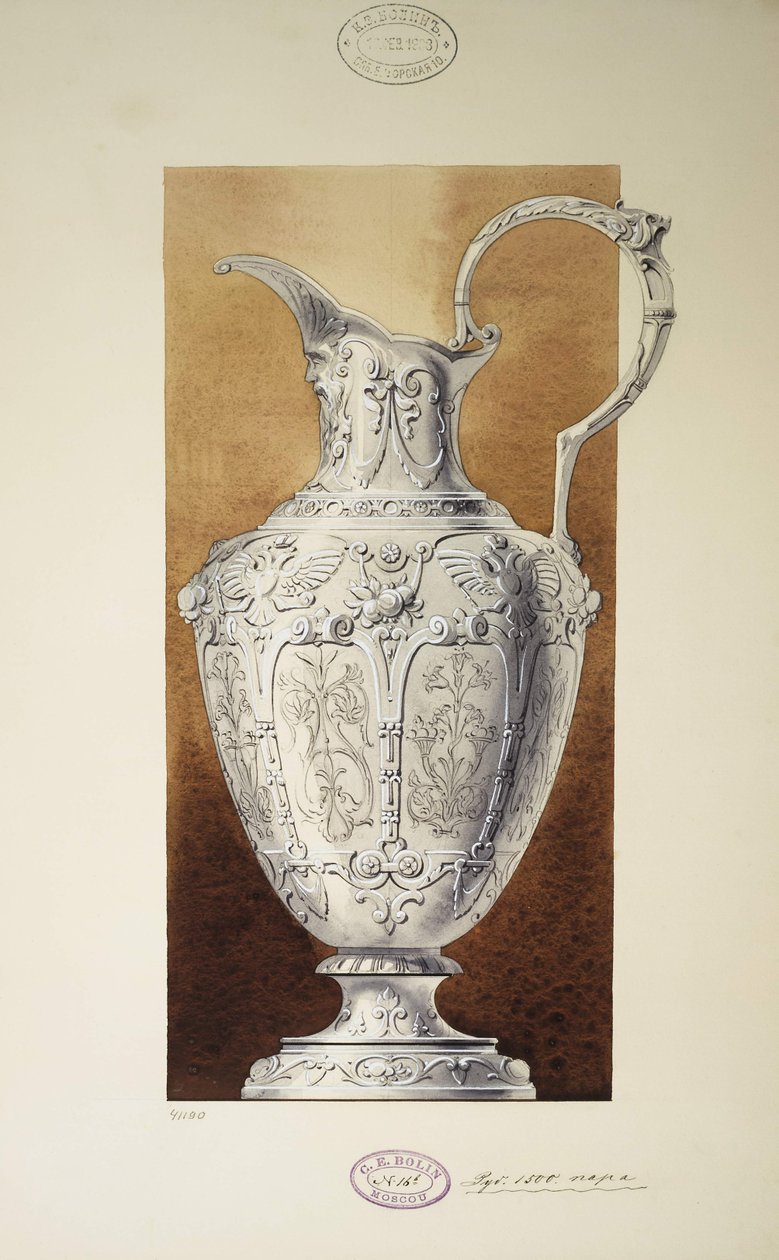 Projeto de um jarro. Série O Dote da Grã-Princesa Maria Pavlovna, 1907-1908 de Carl Edvard Bolin company