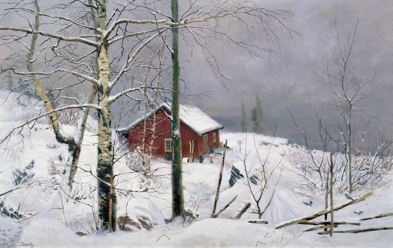 Uma pequena propriedade (óleo sobre tela) de Carl Edvard Diriks