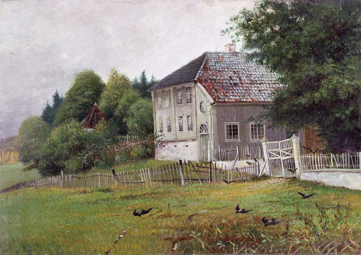 Casa de um notário público, Drobak (óleo sobre tela) de Carl Edvard Diriks
