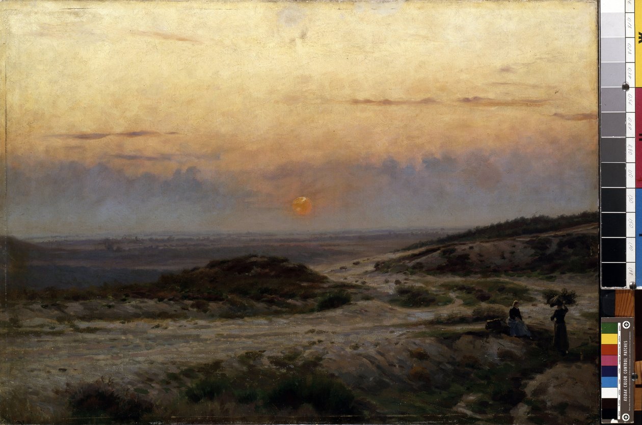 Pôr do sol. Pintura de Carl Emil Lund (1855-1928). Óleo sobre tela. Tamanho: 70x99,5cm. Museu de Belas Artes Mikalojus Konstantinas Ciurlionis, Kaunas, Lituânia de Carl Emil Lund