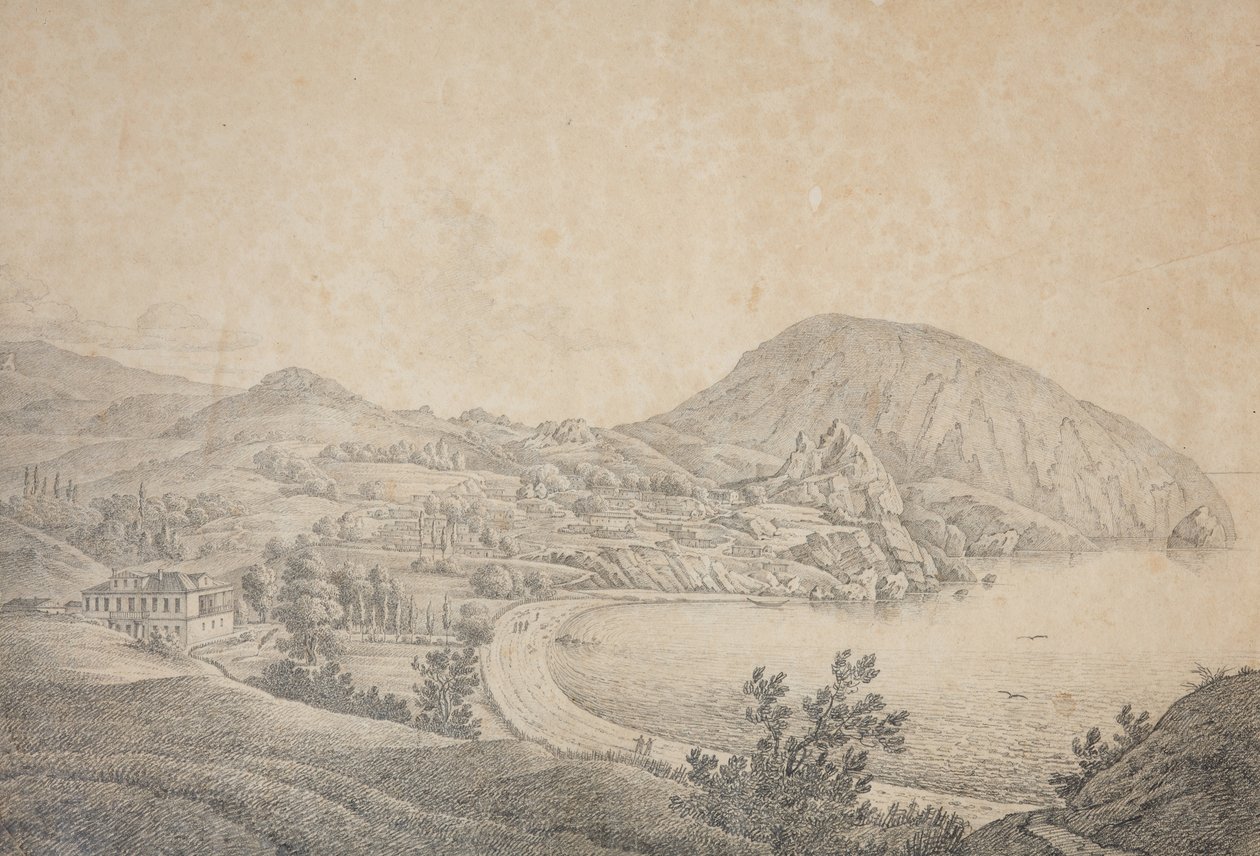 Vista da propriedade senhorial de Armand Emmanuel du Plessis, duque de Richelieu em Gursuf, década de 1810 de Carl Ferdinand von Kugelgen